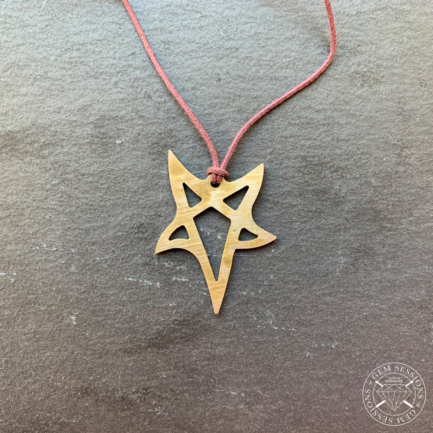 Halskette "PENTORGAN" aus Schlagzeugbecken (Pagan | Upcycling | Bronze)
