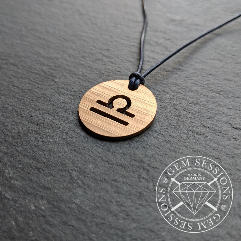 Halskette "LIBRA" aus Schlagzeugbecken (Sternzeichen | Upcycling | Bronze)