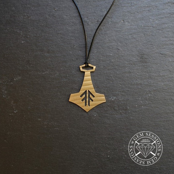 Halskette "RUNE HAMMER" aus Schlagzeugbecken (Pagan | Upcycling | Bronze)